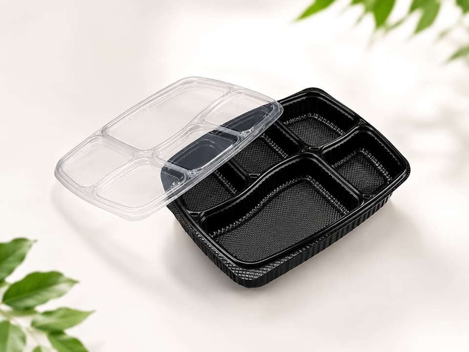 5 Compartments Meal Tray with lid - 5CP Food Packing Mahaveer