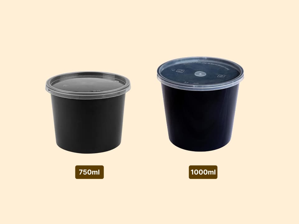 Black Round Food Container Large - 750ml | 1000ml