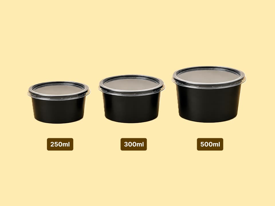Disposable Round Food Containers with Lids - 250ml | 300ml | 500ml