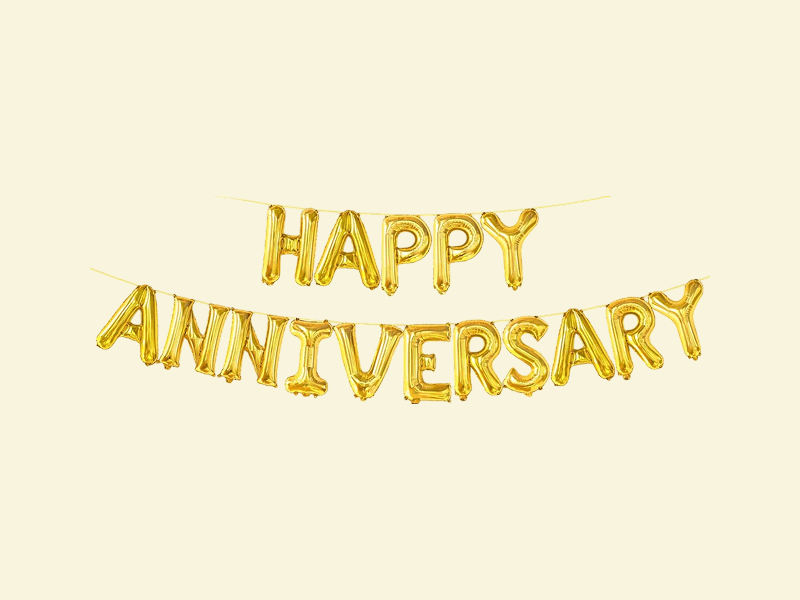 Happy Anniversary Foil Balloon Banner for Decoration - Golden